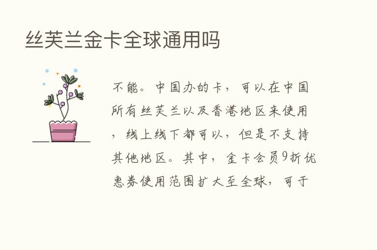 丝芙兰金卡全球通用吗