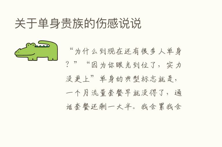 关于单身贵族的伤感说说