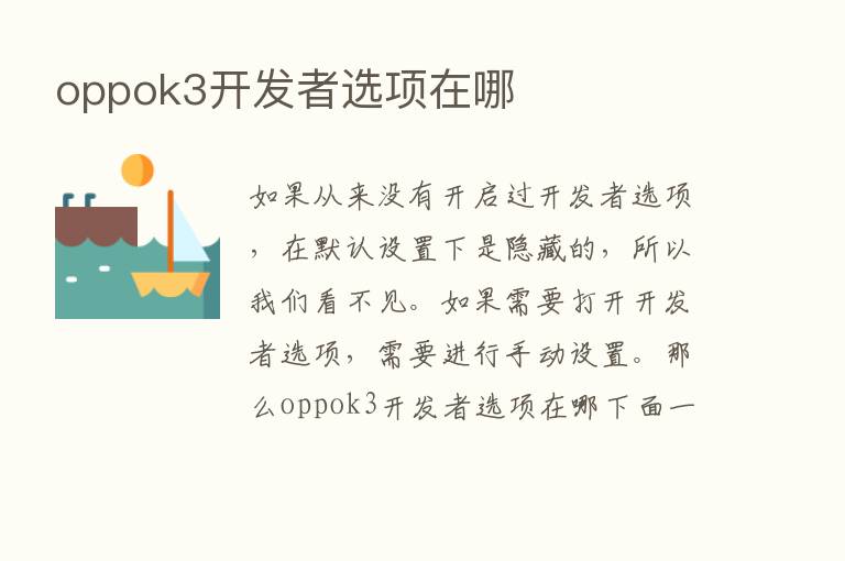 oppok3开发者选项在哪