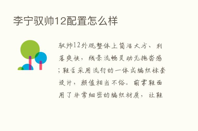 李宁驭帅12配置怎么样