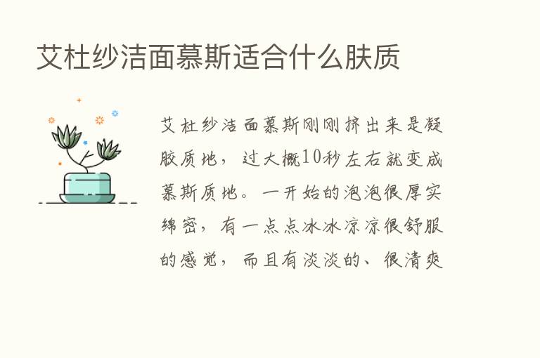 艾杜纱洁面慕斯适合什么肤质