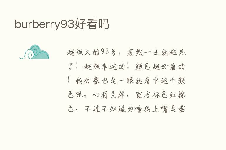 burberry93好看吗