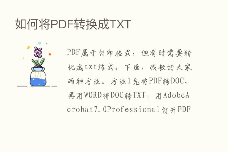 如何将PDF转换成TXT