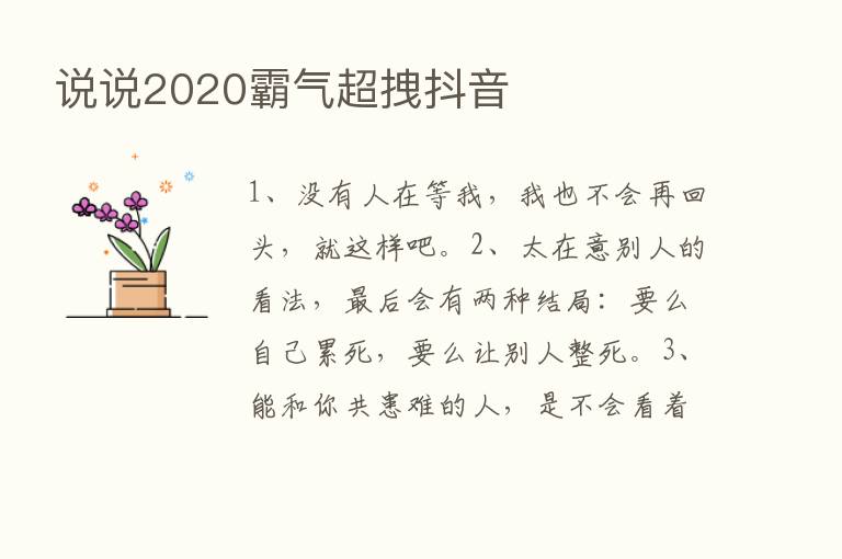 说说2020霸气超拽抖音