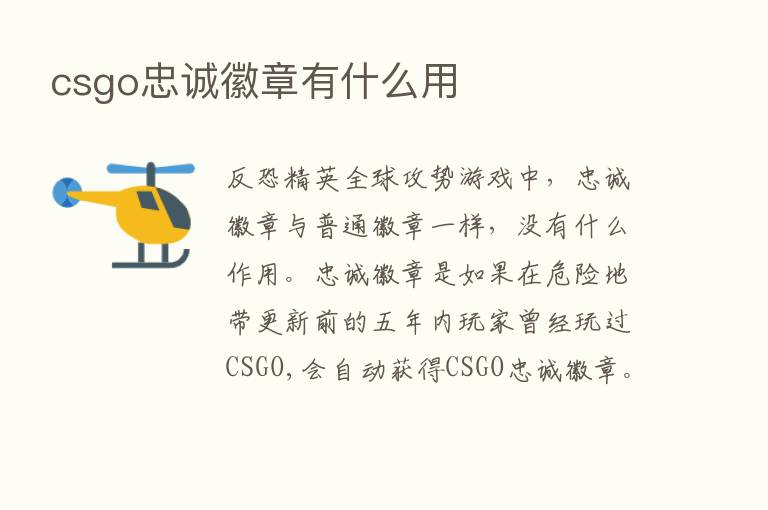 csgo忠诚徽章有什么用