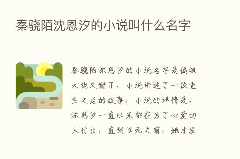 秦骁陌沈恩汐的小说叫什么名字