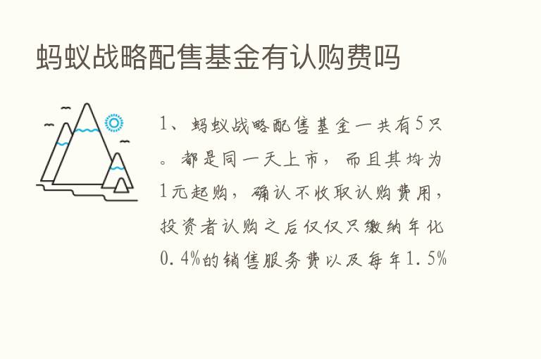 蚂蚁战略配售基金有认购费吗