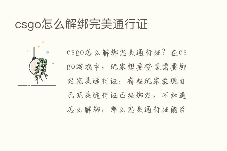 csgo怎么解绑完美通行证