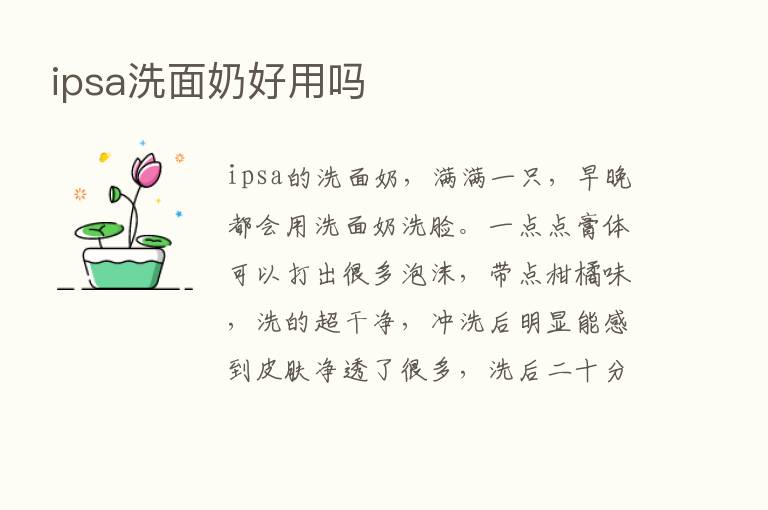 ipsa洗面奶好用吗