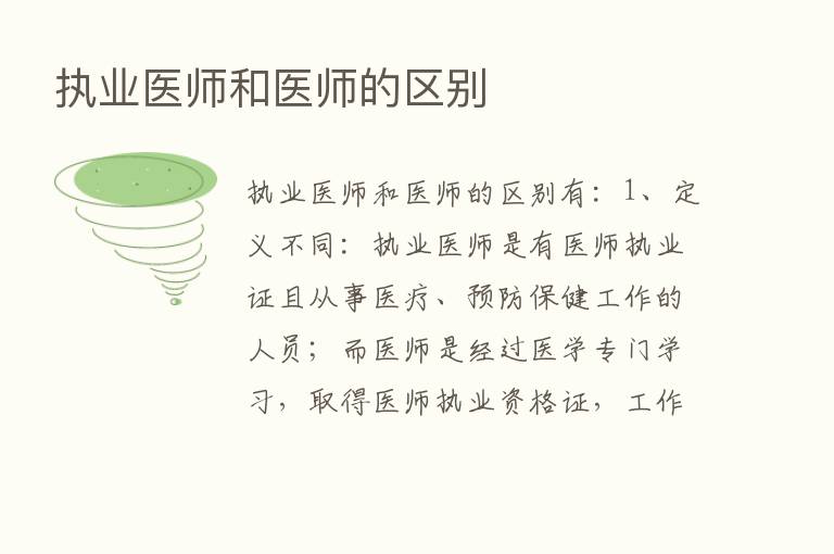 执业医师和医师的区别