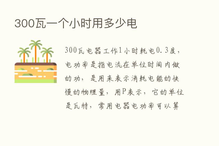 300瓦一个小时用多少电