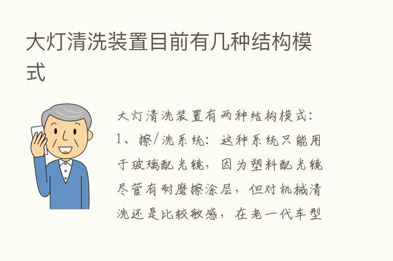 大灯清洗装置目前有几种结构模式