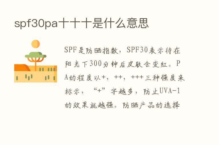 spf30pa十十十是什么意思