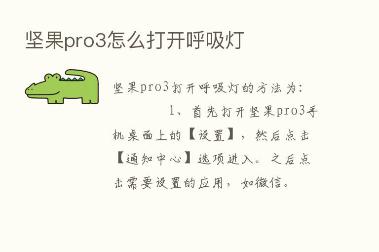 坚果pro3怎么打开呼吸灯