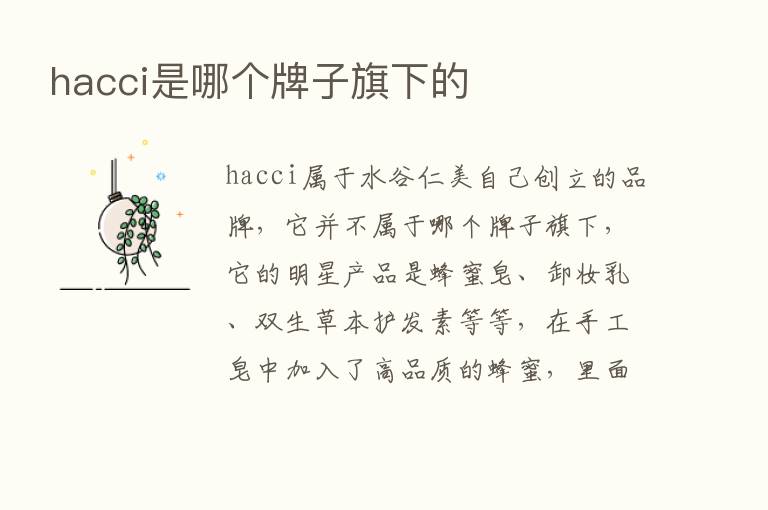 hacci是哪个牌子旗下的