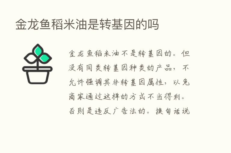 金龙鱼稻米油是转基因的吗