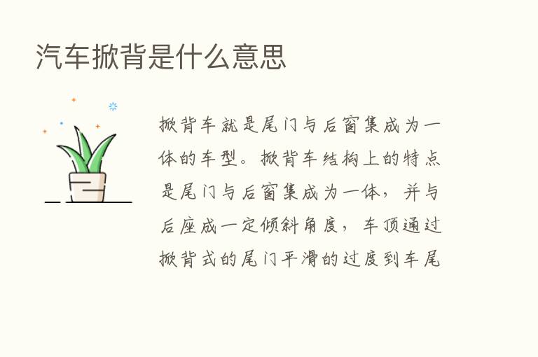 汽车掀背是什么意思