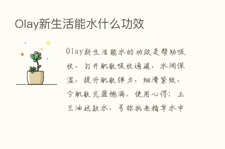 Olay新生活能水什么功效