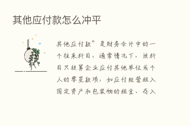 其他应付款怎么冲平