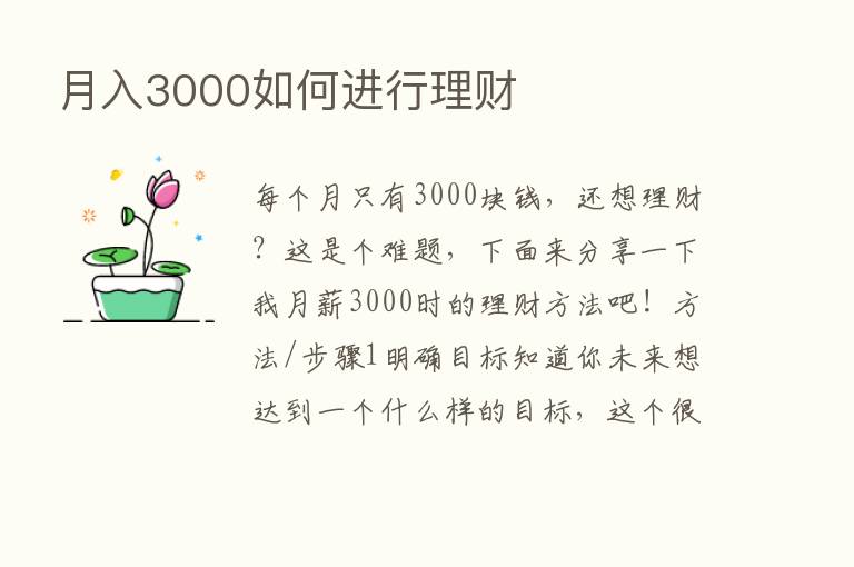 月入3000如何进行理财