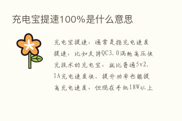 充电宝提速100％是什么意思