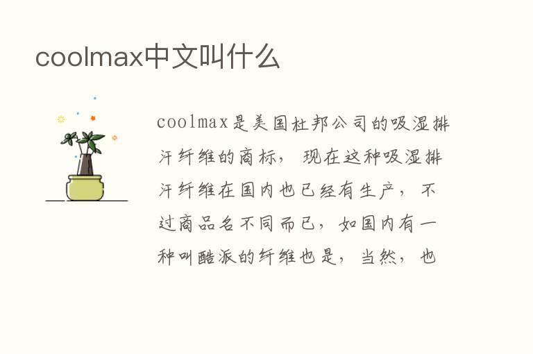 coolmax中文叫什么