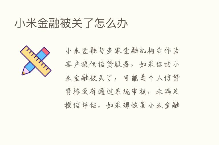 小米金融被关了怎么办