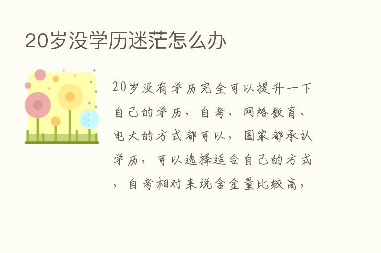 20岁没学历迷茫怎么办