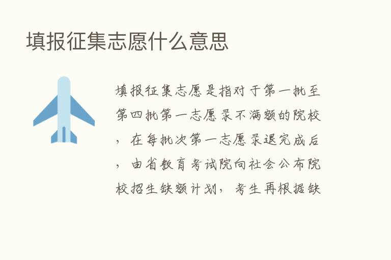 填报征集志愿什么意思