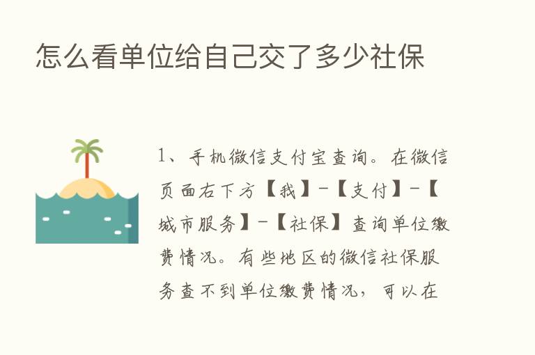 怎么看单位给自己交了多少社保