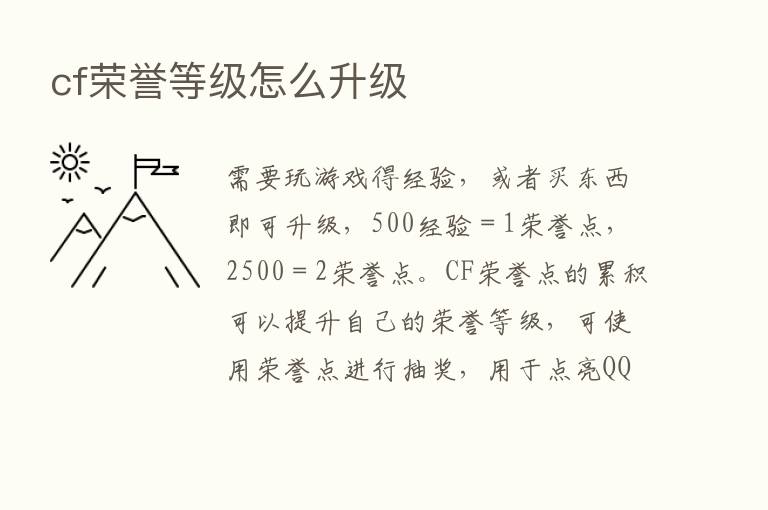 cf荣誉等级怎么升级