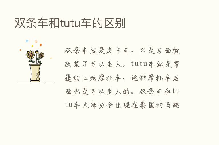 双条车和tutu车的区别