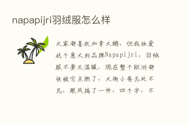 napapijri羽绒服怎么样