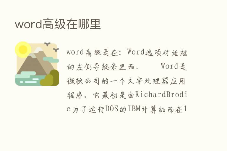 word高级在哪里