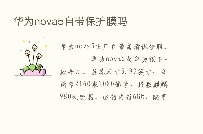 华为nova5自带保护膜吗