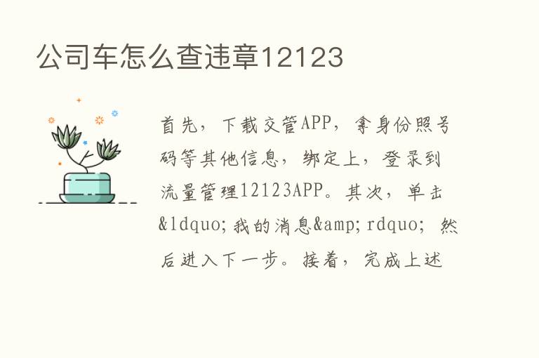 公司车怎么查违章12123