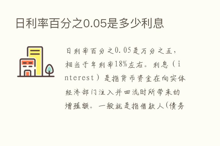 日利率百分之0.05是多少利息