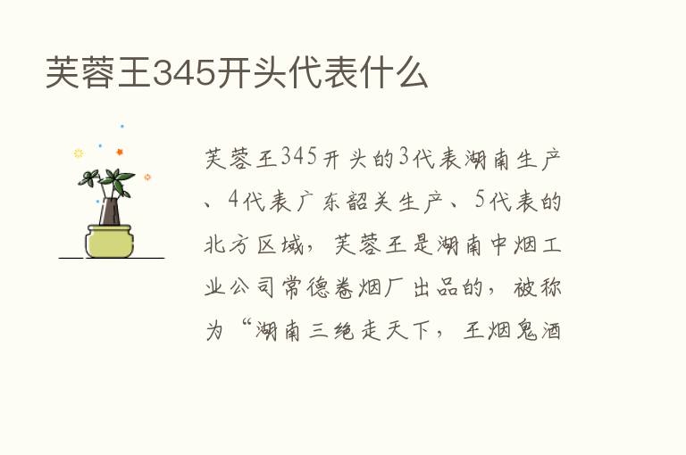 芙蓉王345开头代表什么