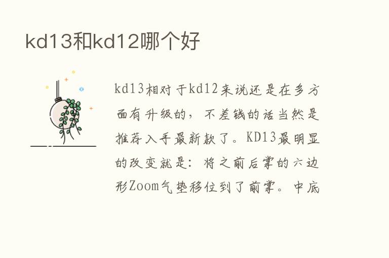 kd13和kd12哪个好