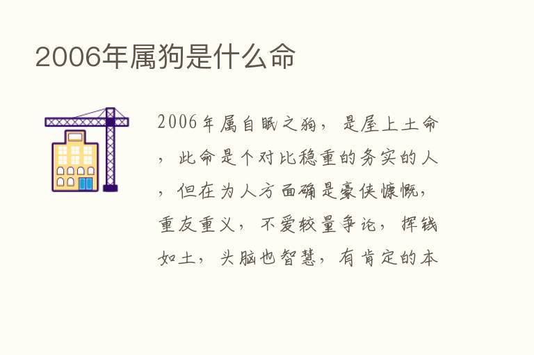 2006年属狗是什么命