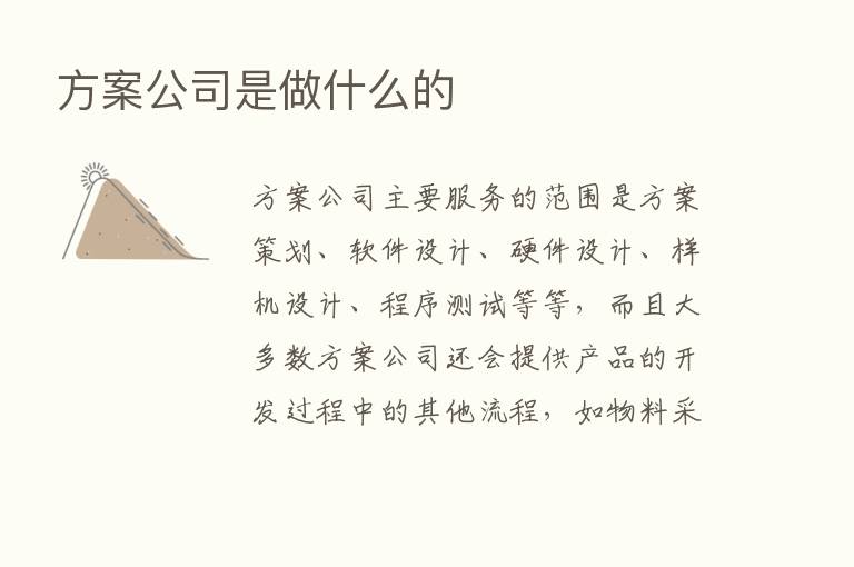 方案公司是做什么的