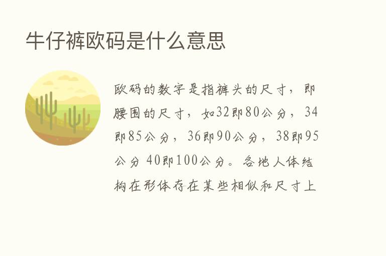 牛仔裤欧码是什么意思