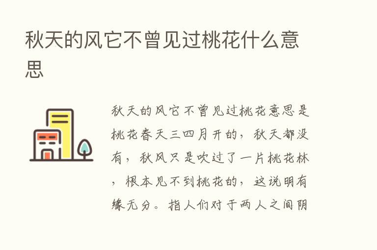 秋天的风它不曾见过桃花什么意思