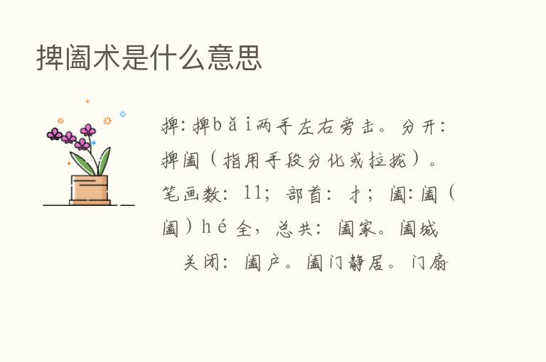 捭阖术是什么意思