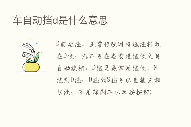 车自动挡d是什么意思