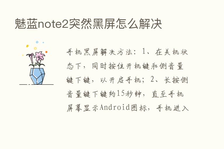 魅蓝note2突然黑屏怎么解决