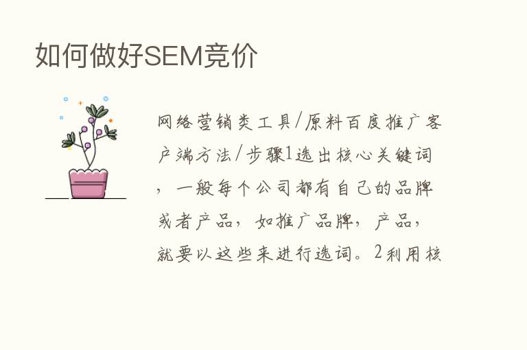 如何做好SEM竞价