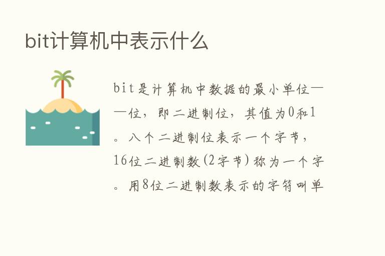 bit计算机中表示什么