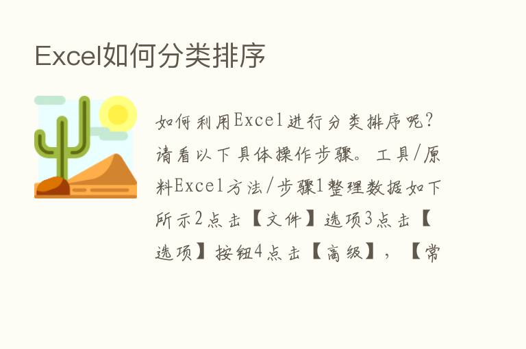 Excel如何分类排序