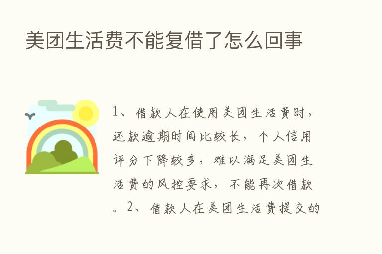 美团生活费不能复借了怎么回事